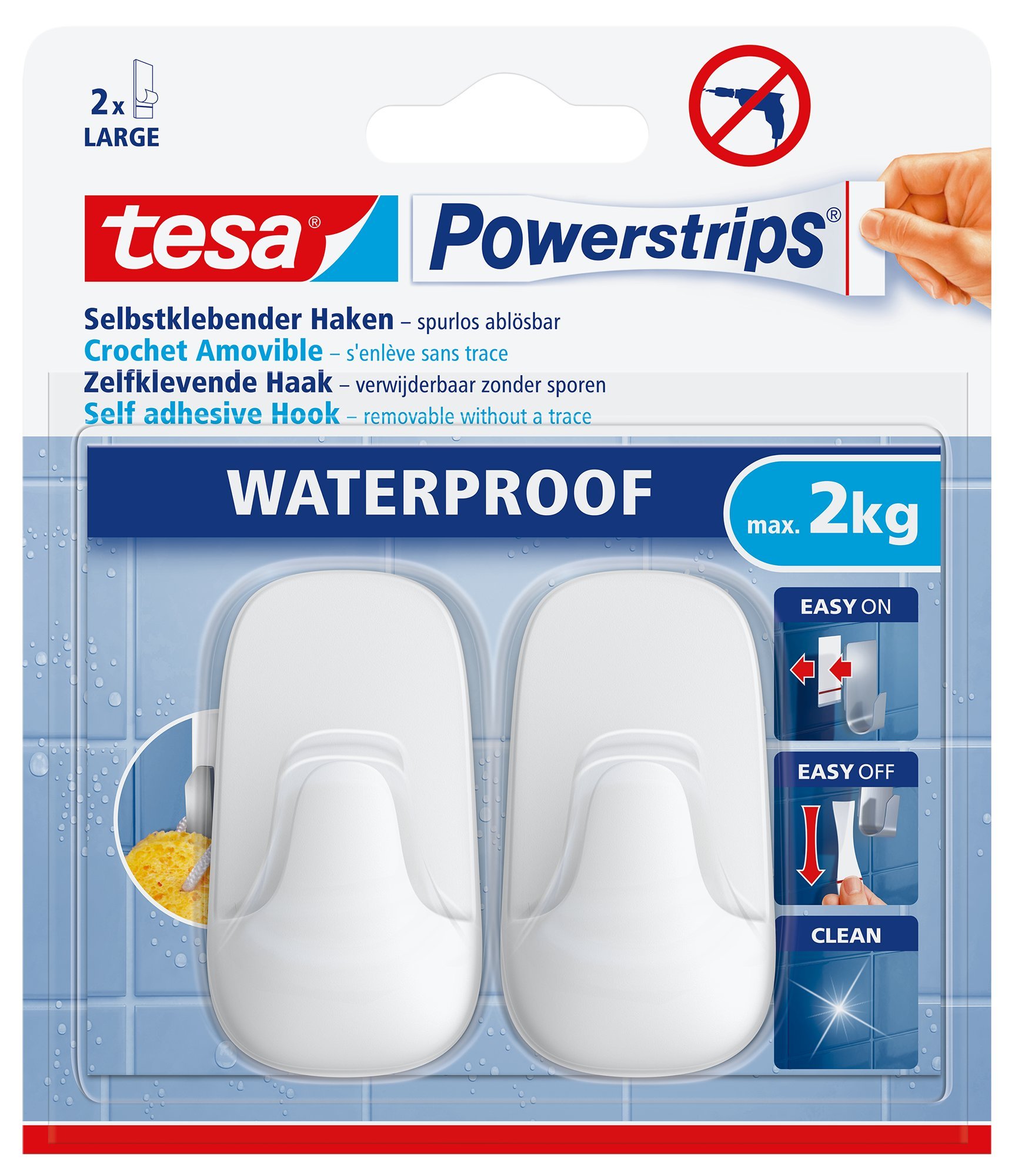 TEAC tesa Powerstrips Waterproof Haken L plastik weiß