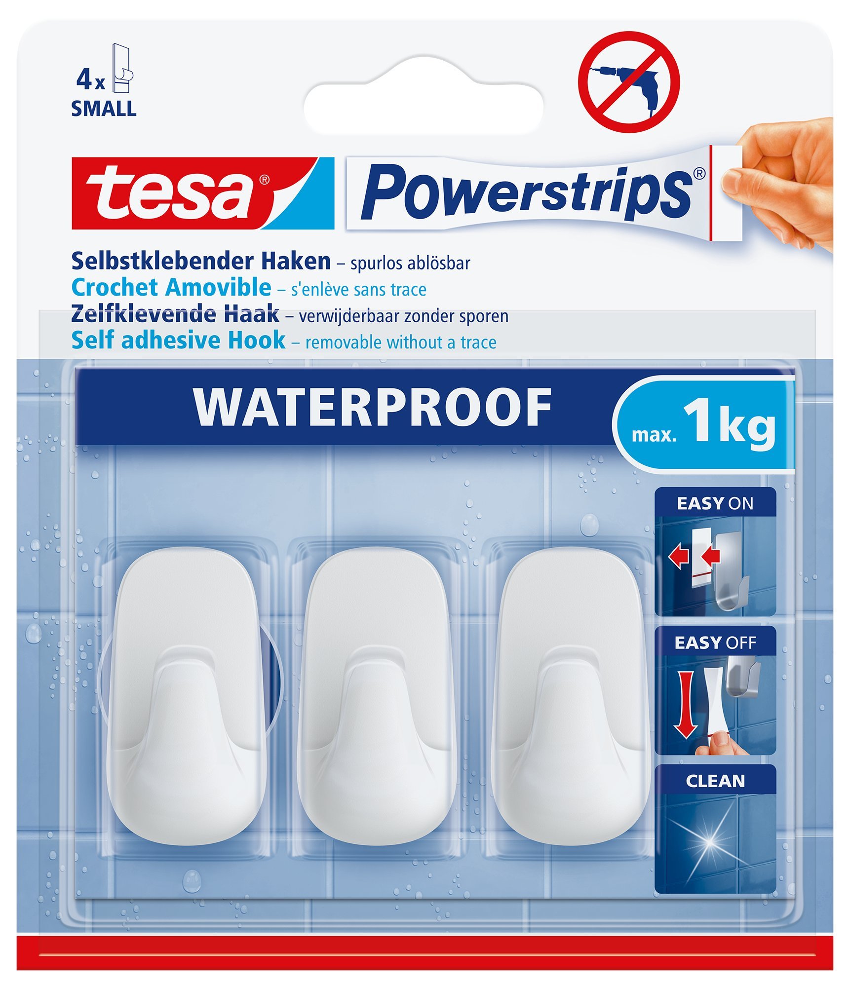 TEAC tesa Powerstrips Waterproof Haken S plastik weiß