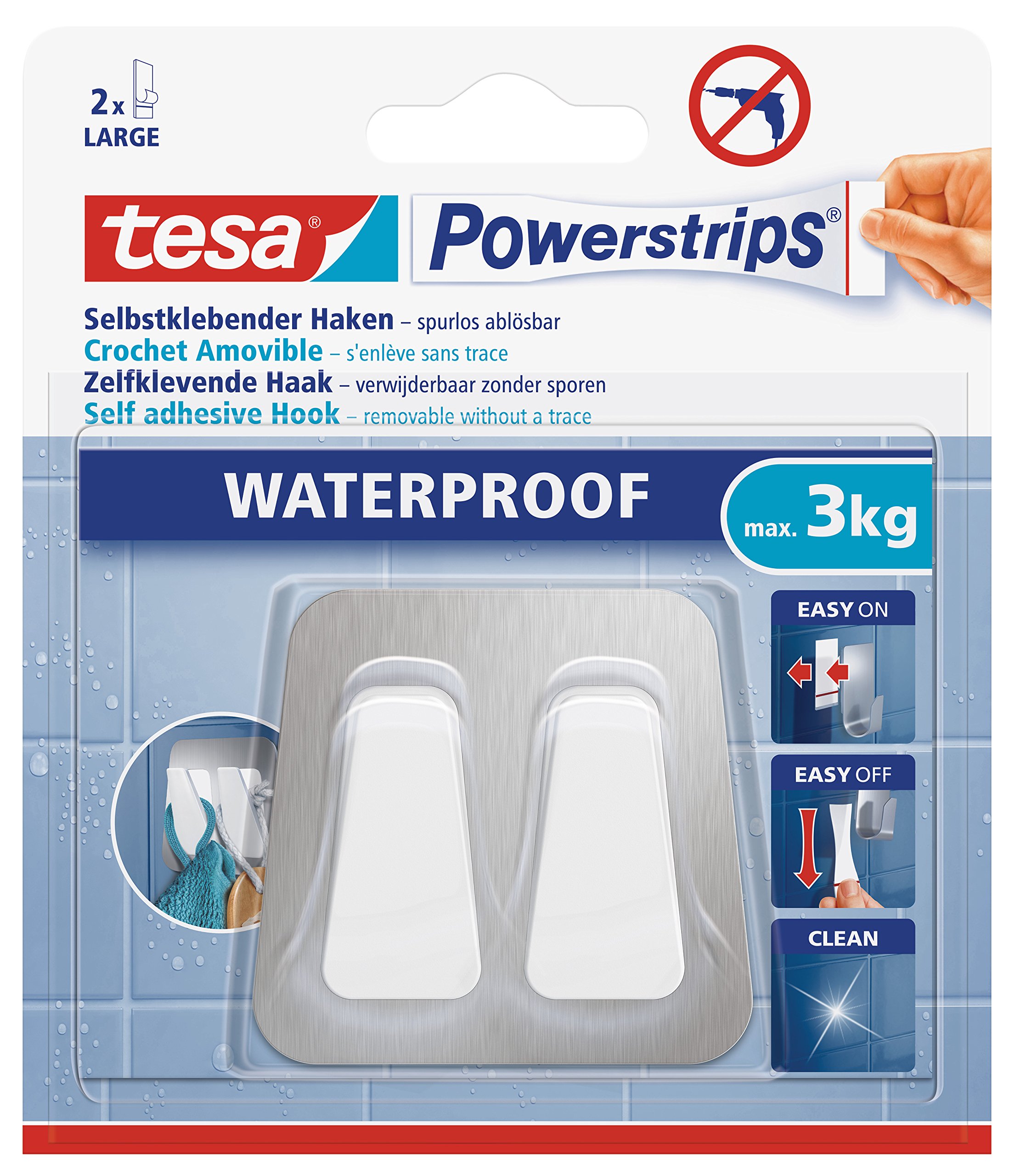TEAC tesa Powerstrips Waterproof DuoHaken metall/plastik