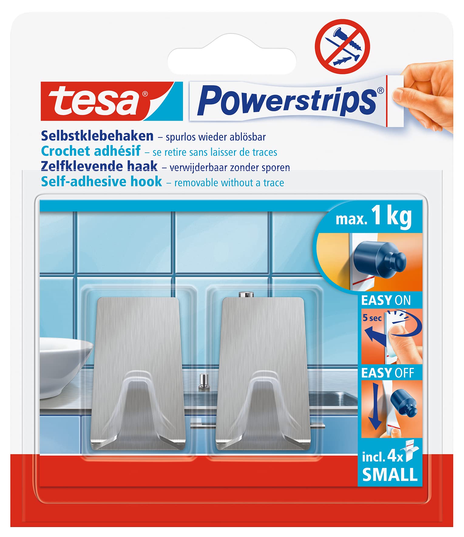 TEAC tesa Powerstrips Metallhaken Small Metall, 1 kg