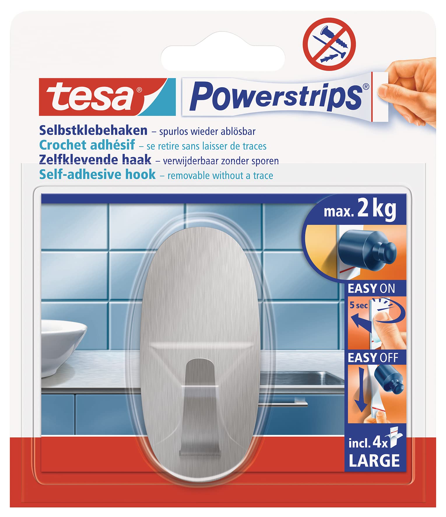 TEAC tesa Powerstrips Haken L oval metall