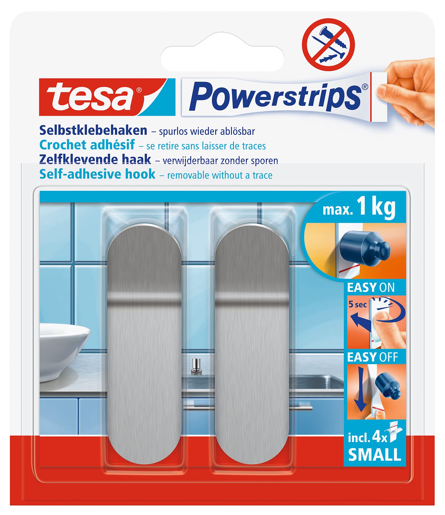 TEAC tesa Powerstrips Haken S edelstahl
