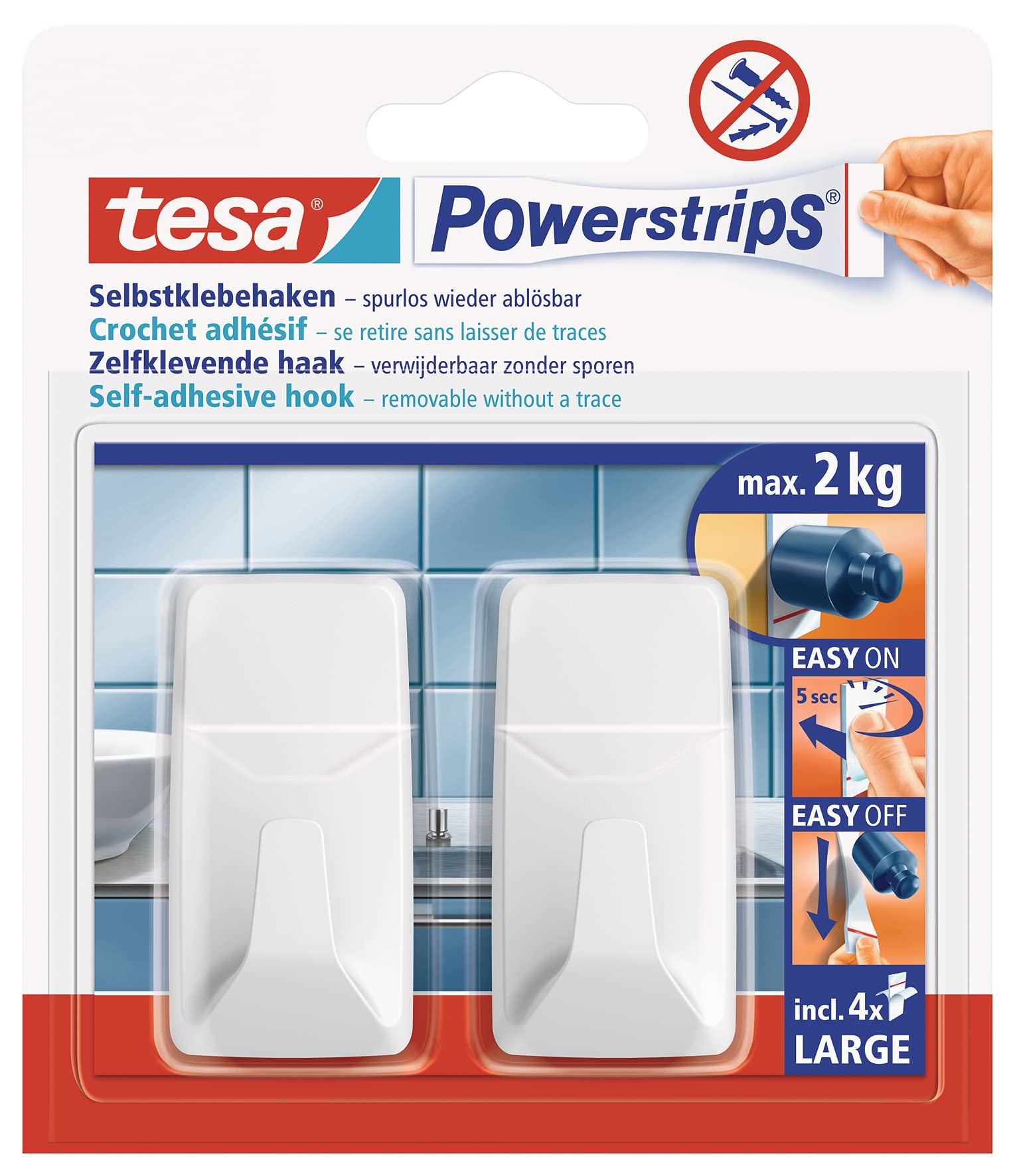 TEAC tesa Powerstrips Haken L rechteckig weiß