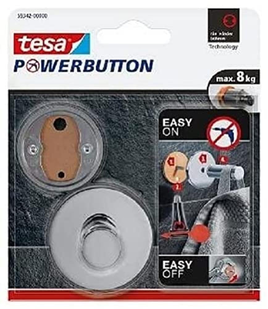 TEAC tesa Powerbutton Haken Premium 8kg chrom