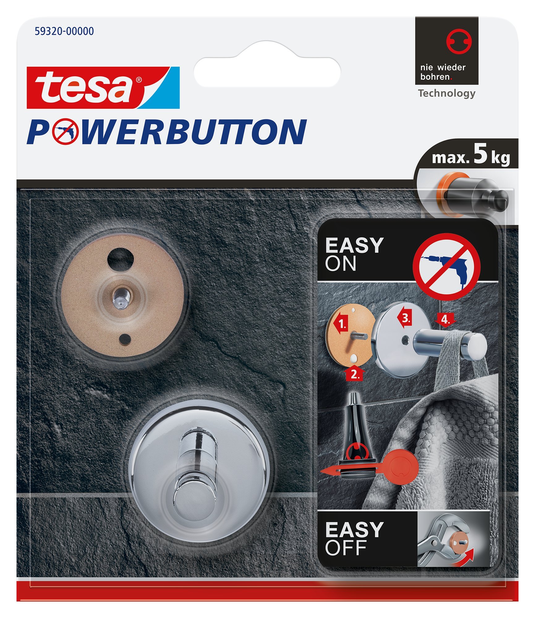 TEAC tesa Powerbutton Haken Universal S