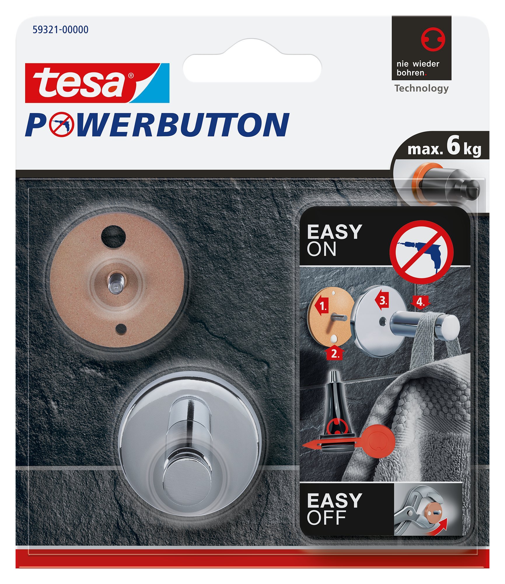 TEAC tesa Powerbutton Haken Universal M 6kg