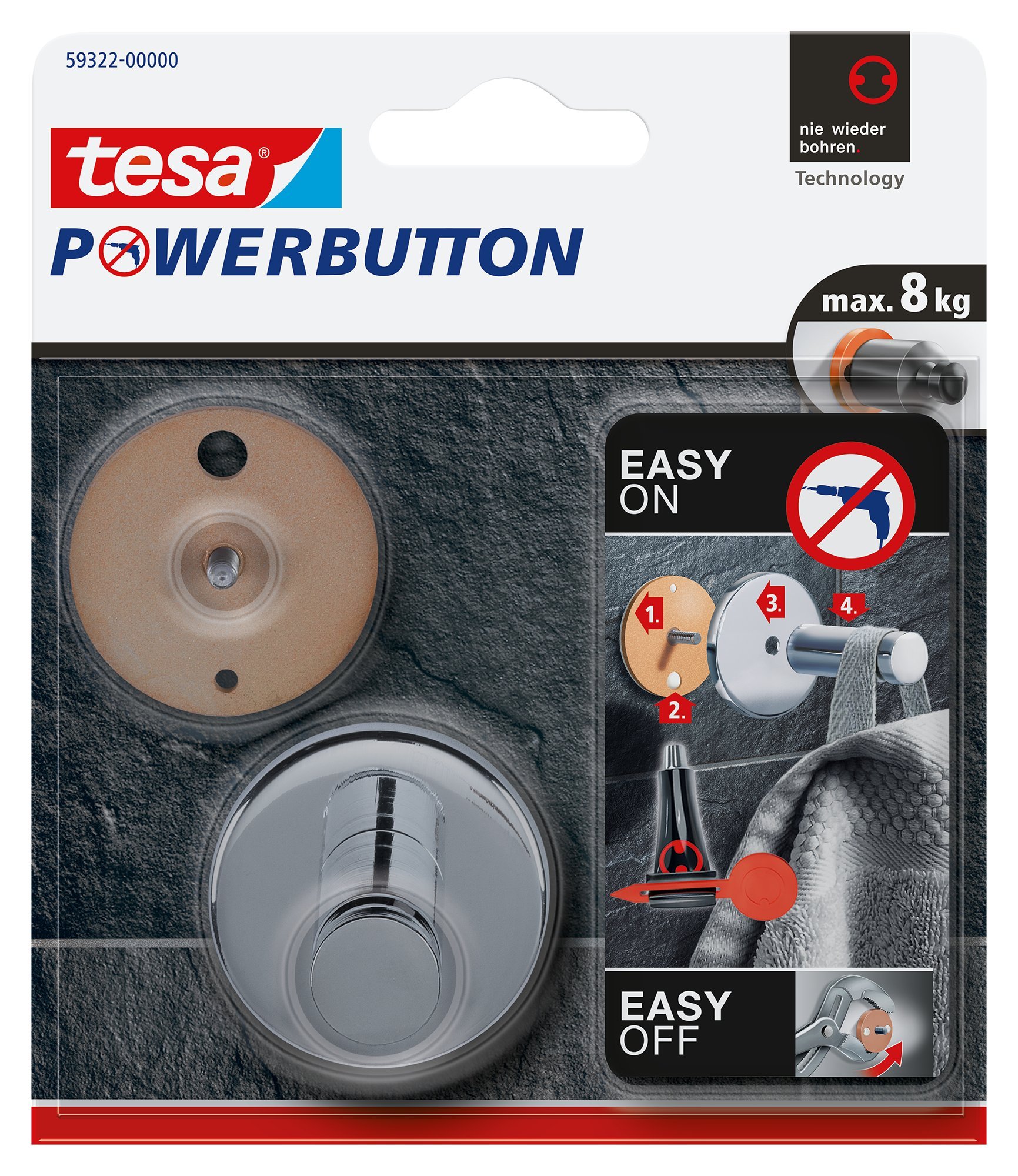 TEAC tesa Powerbutton Haken Universal L 8kg