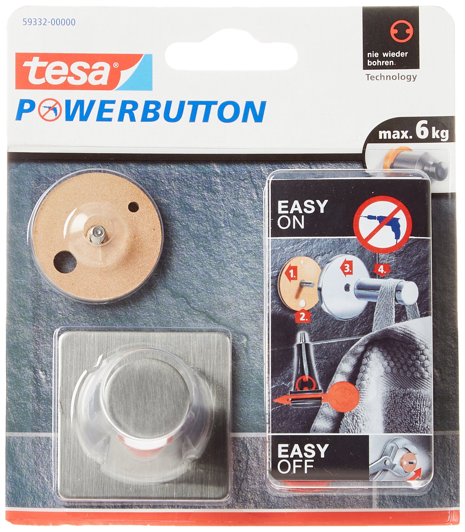 TEAC tesa Powerbutton Classic Haken Eckig 6kg