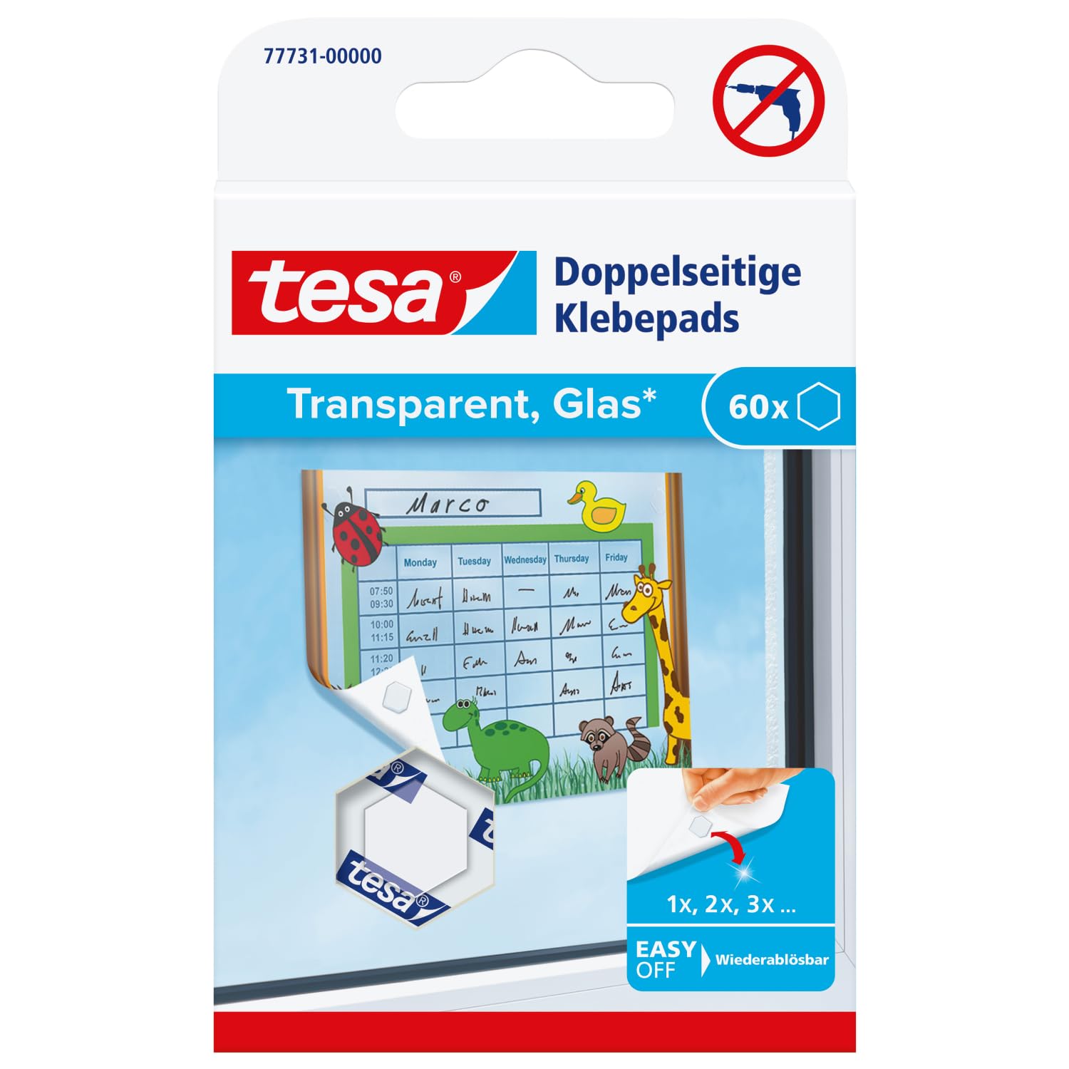 TEAC tesa Klebepad doppelseitig Glas 60Stk transparent