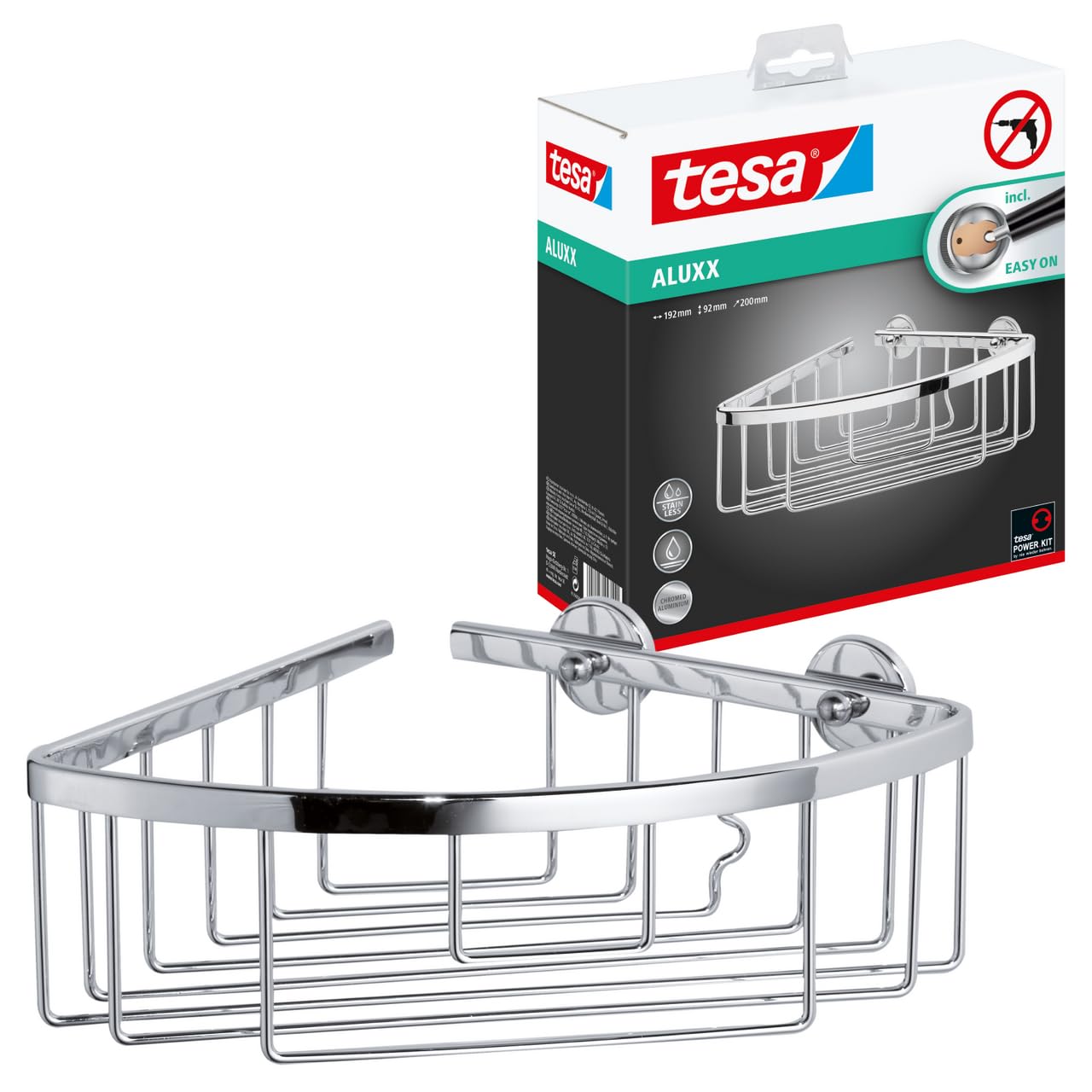 TEAC tesa ALUXX Eckablagekorb einstöckig 92m x 192mm silber