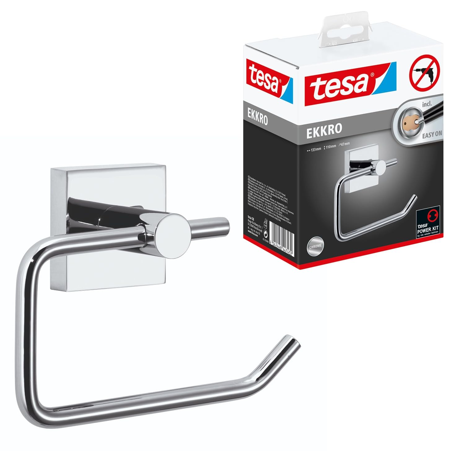 TEAC tesa ekkro WC-Papierrollenhalter inkl. Kleber ohne Deckel