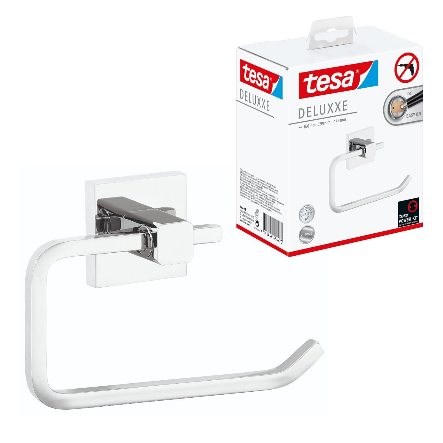 TEAC tesa Deluxxe Toilettenrollenhalter ohne Deckel silber