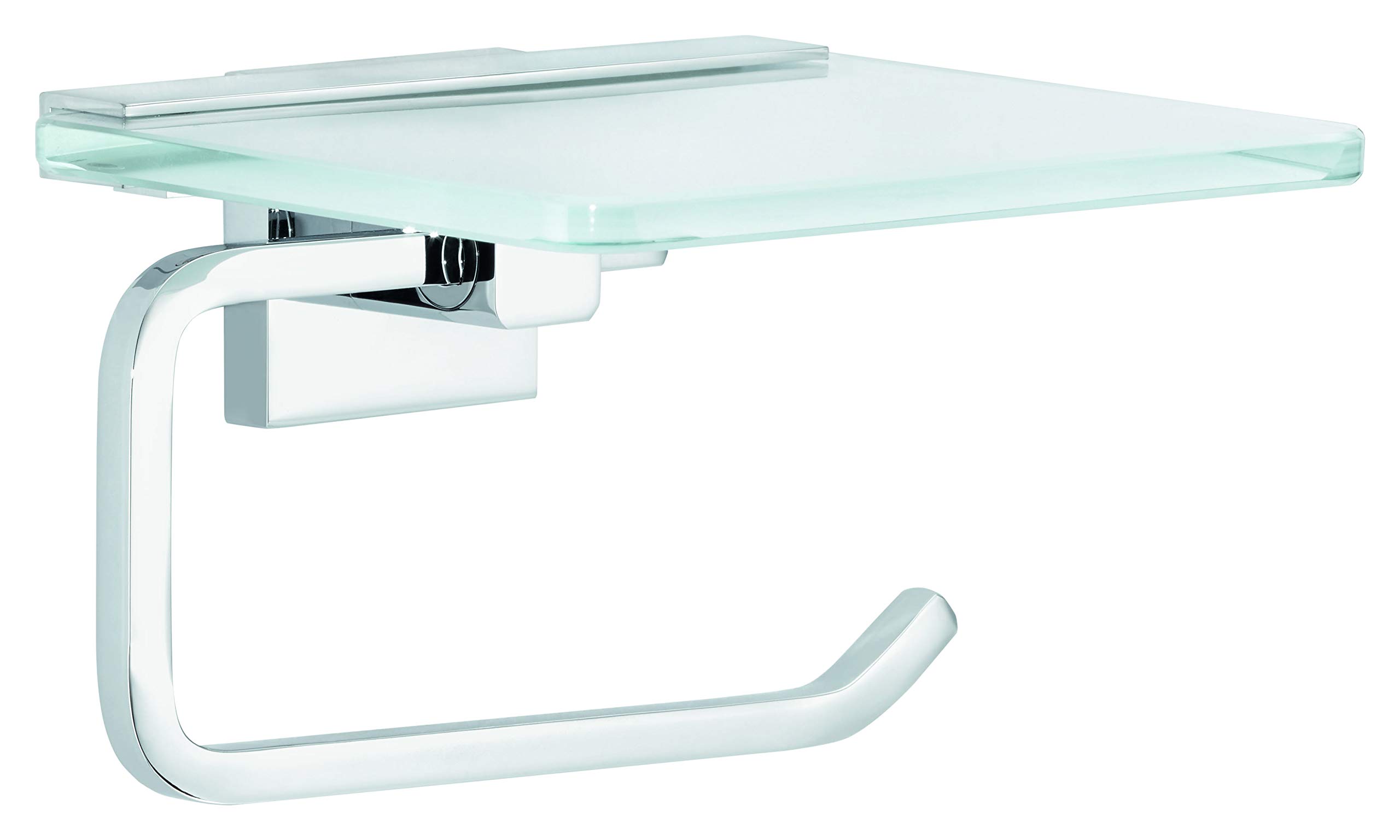 TEAC tesa Deluxxe Toilettenrollenhalter mit Ablage silber