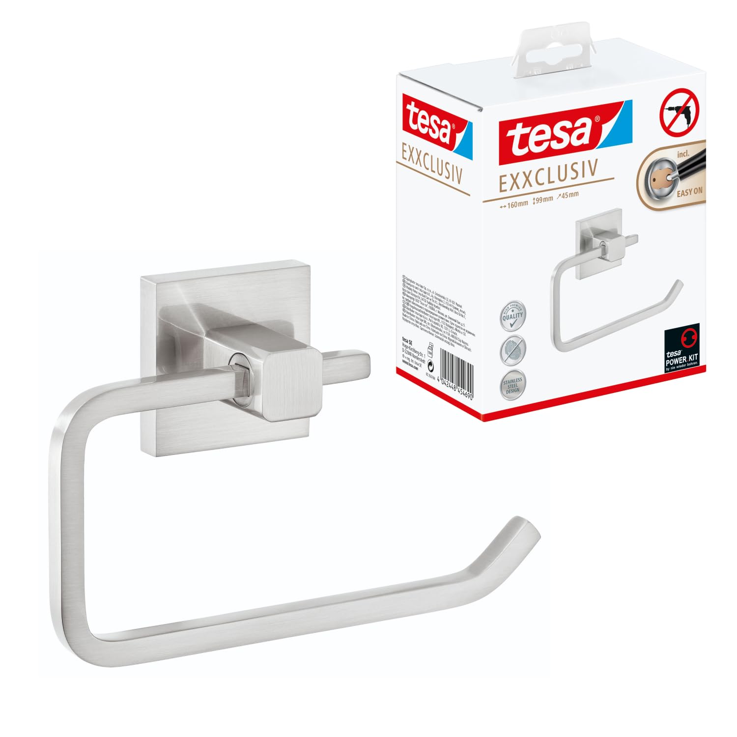 TEAC tesa Exxclusiv Toilettenrollenhalter inkl. Kleber o.Deckel