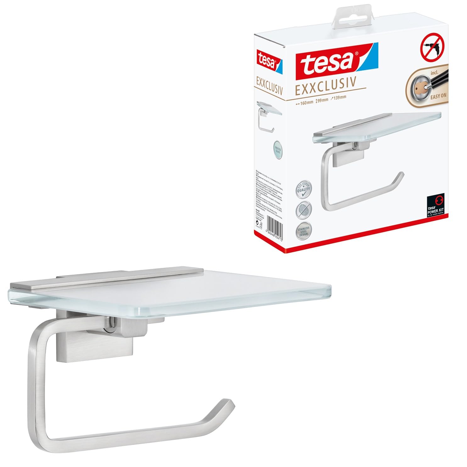 TEAC tesa Exxclusiv Toilettenpapierhalter inkl. Kleber mit Abl.