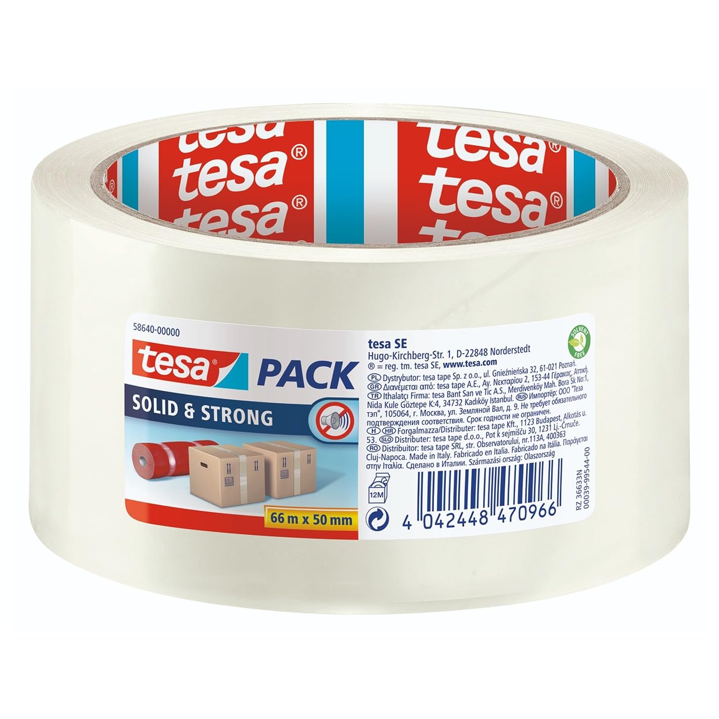 TEAC tesapack Solid&Strong Paketband 66m x 50mm transparent