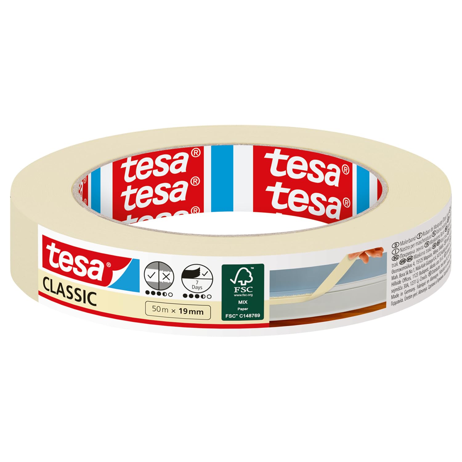 TEAC tesa Classic Malerband 50m x 19mm chamois