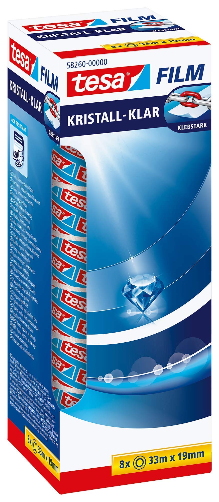 TEAC tesafilm 8 Rollen 33m x 19mm kristall-klar
