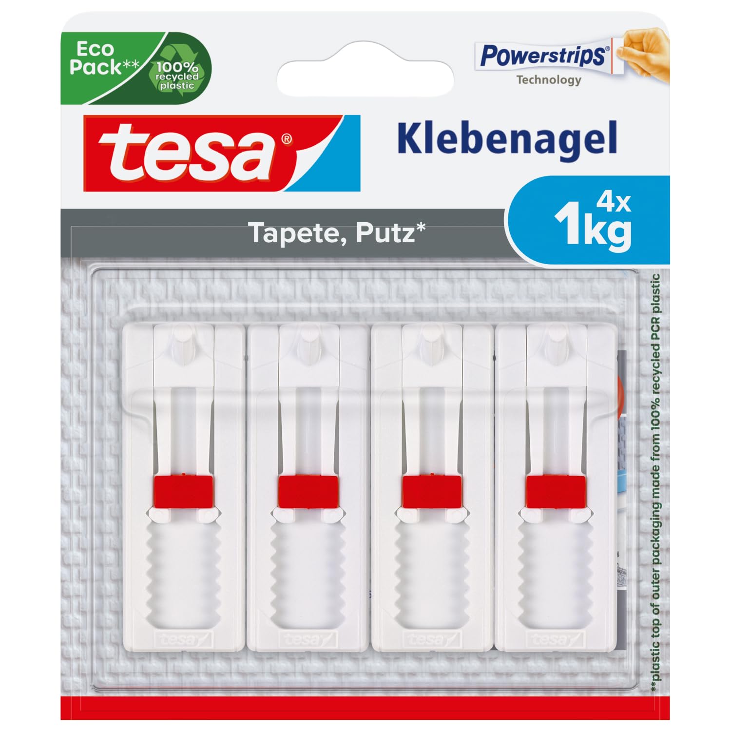 TEAC tesa Klebenagel verstellbar Tapete & Putz bis 1kg 4St.