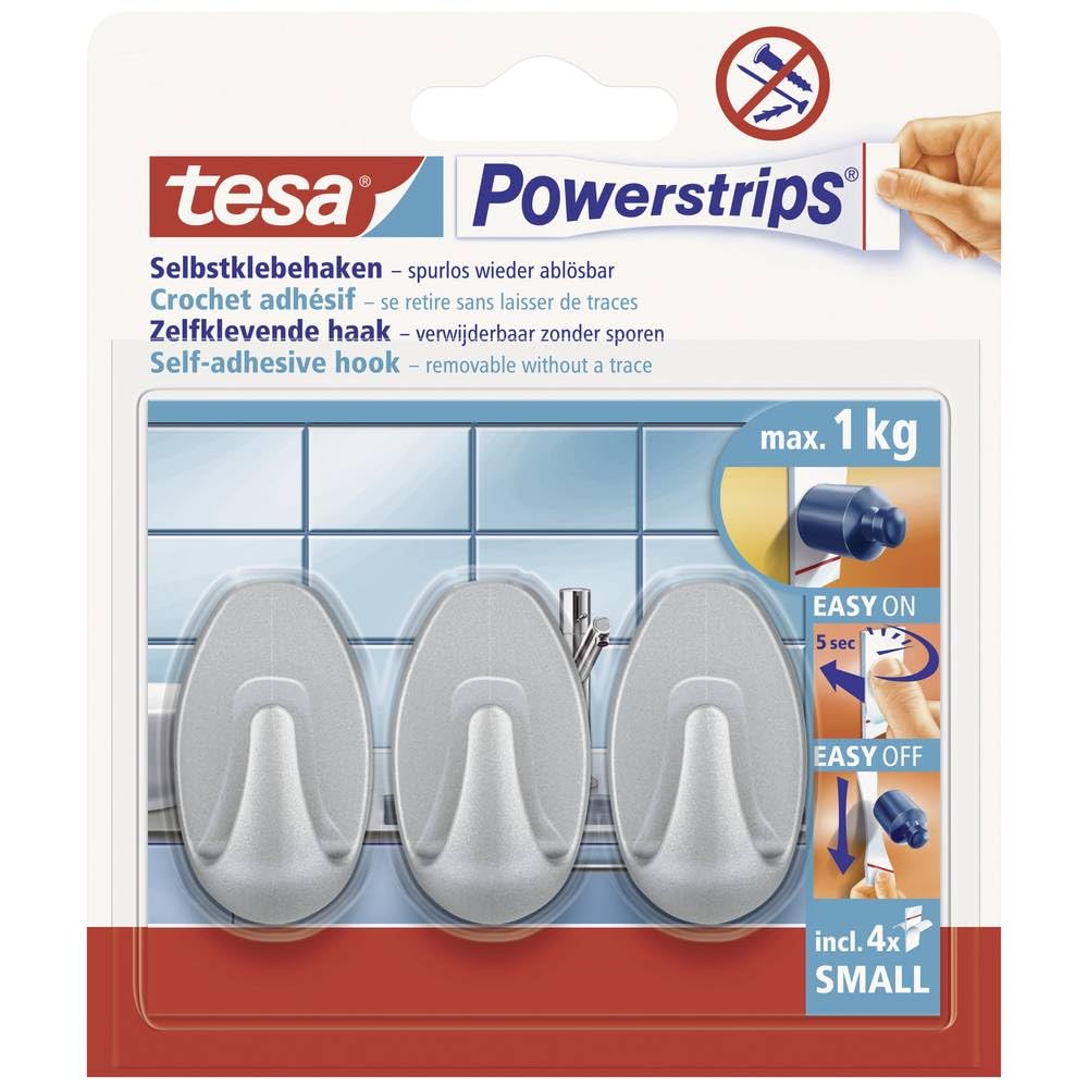 TEAC tesa Powerstrips Haken S Oval matt-chrom