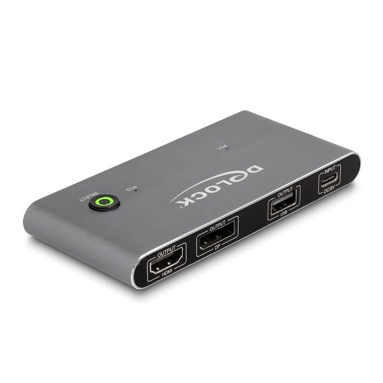 DeLock Commutateur KVM USB-C vers HDMI et DisplayPort 1.4 avec 3 ports USB-A 2.0