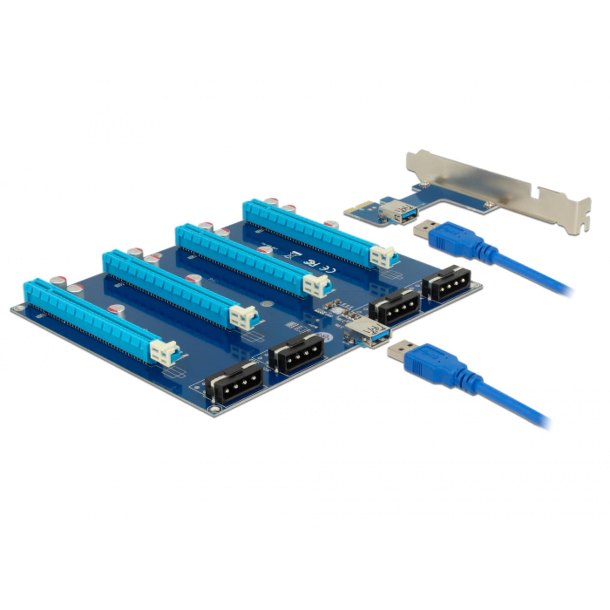DeLock Riser Karte PCI Express x1 > 4 x PCIe x16