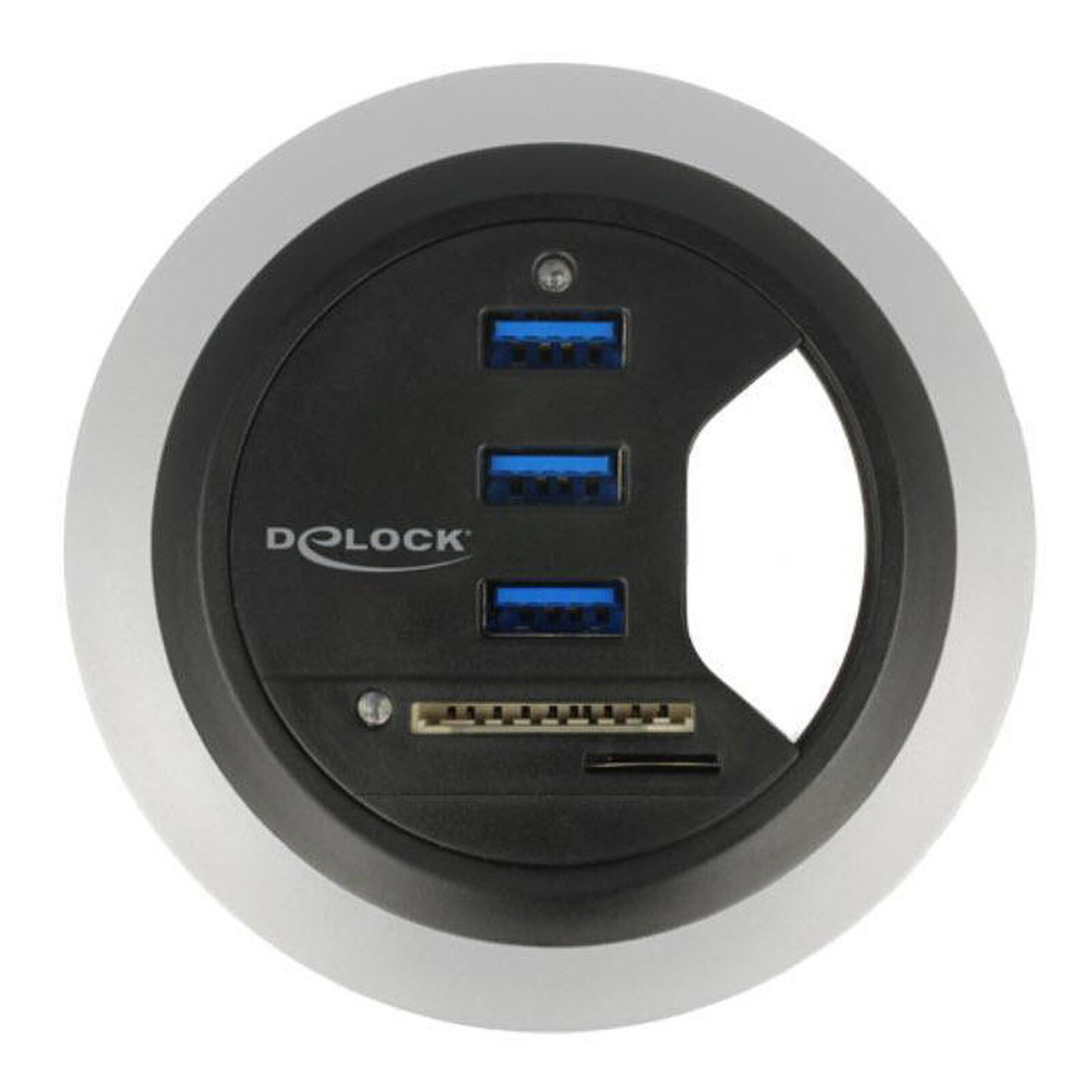 DeLock Hub de bureau USB-A 3.0 à 3 ports + 1 lecteur de carte microSD / SD