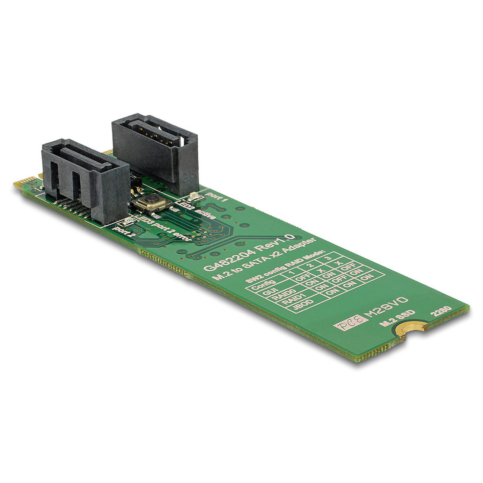 DeLock Adaptateur M.2 Key B+M vers 2 x SATA 6 Gbps