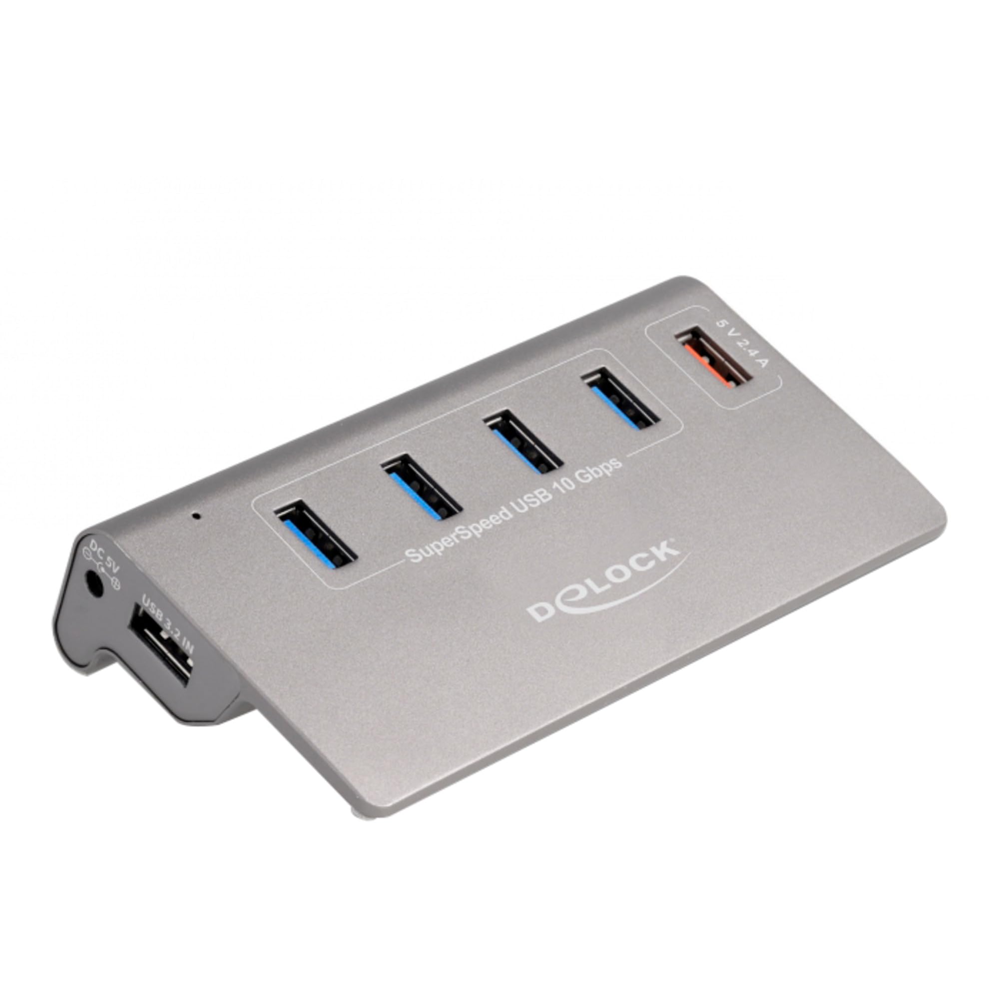 DeLock USB 10 Gbps Hub avec 4 USB Typ-A Ports + 1 Schnellladeport