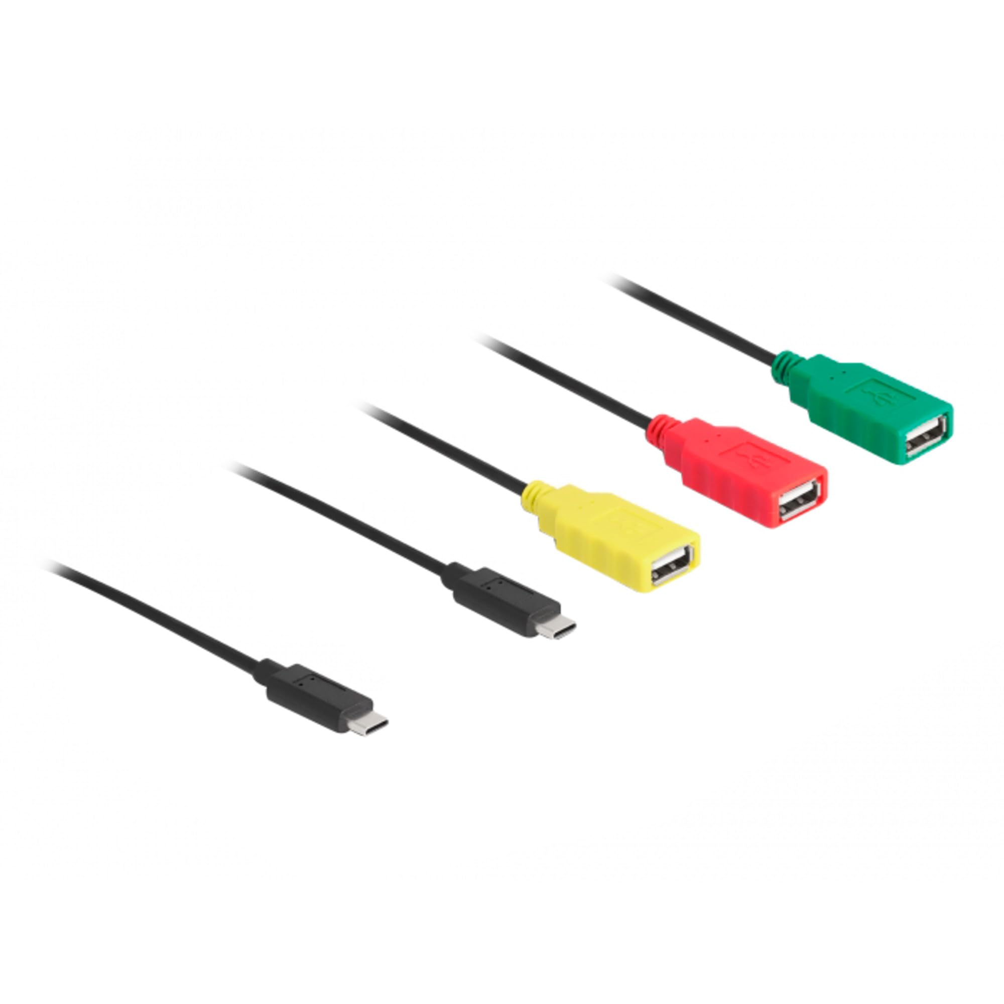 DeLock 4 Port USB 2.0 Kabel-Hub avec USB Type-C à 3 x USB-A