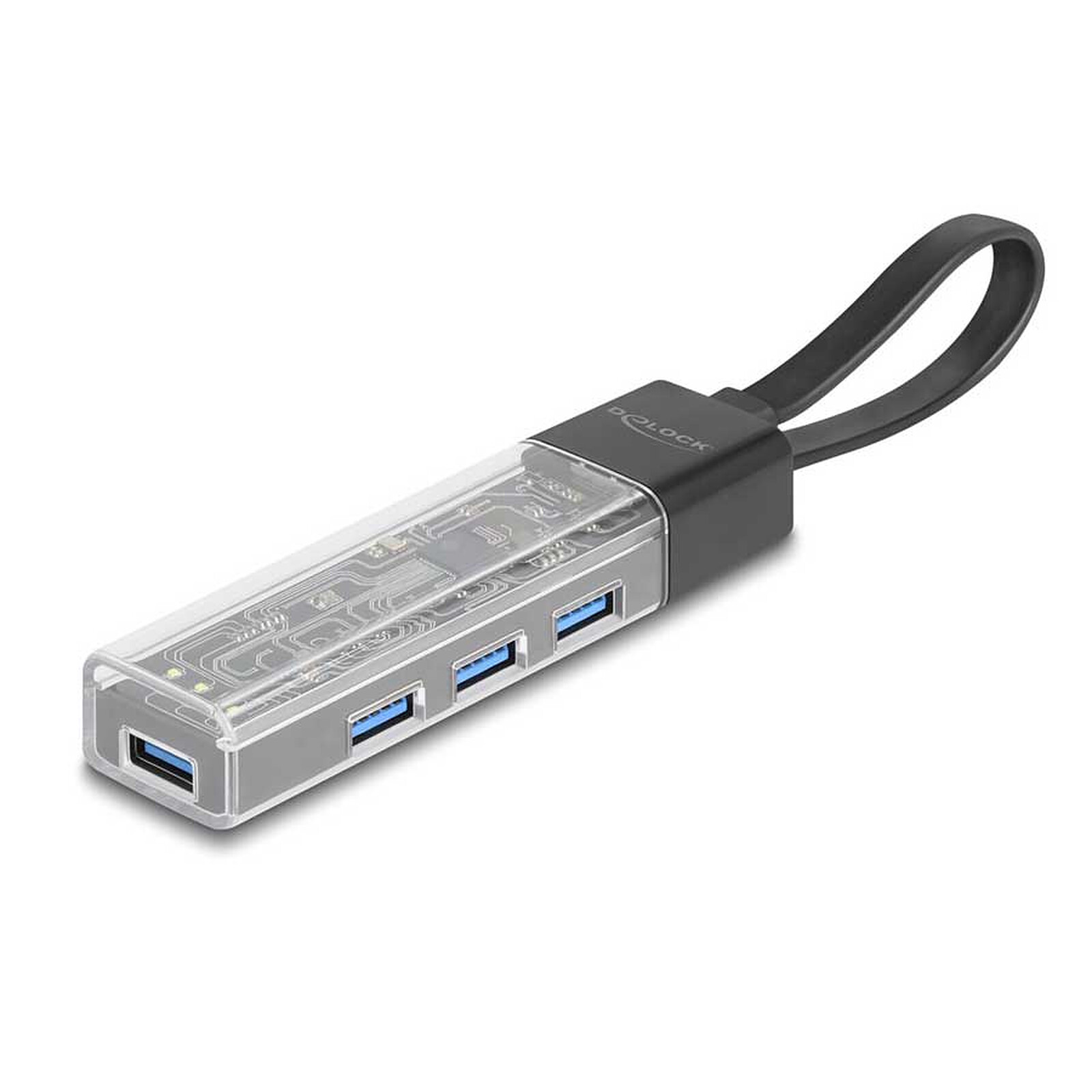 DeLock Hub USB-A 3.0 à 4 ports via USB-A/USB-C