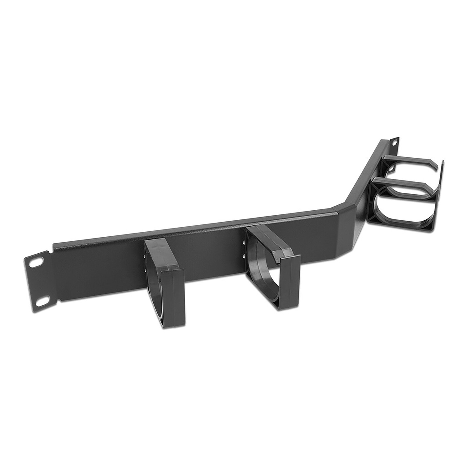 DeLock Panneau de gestion de câble 1U avec 4 crochets, angulé, pour armoire réseau 19