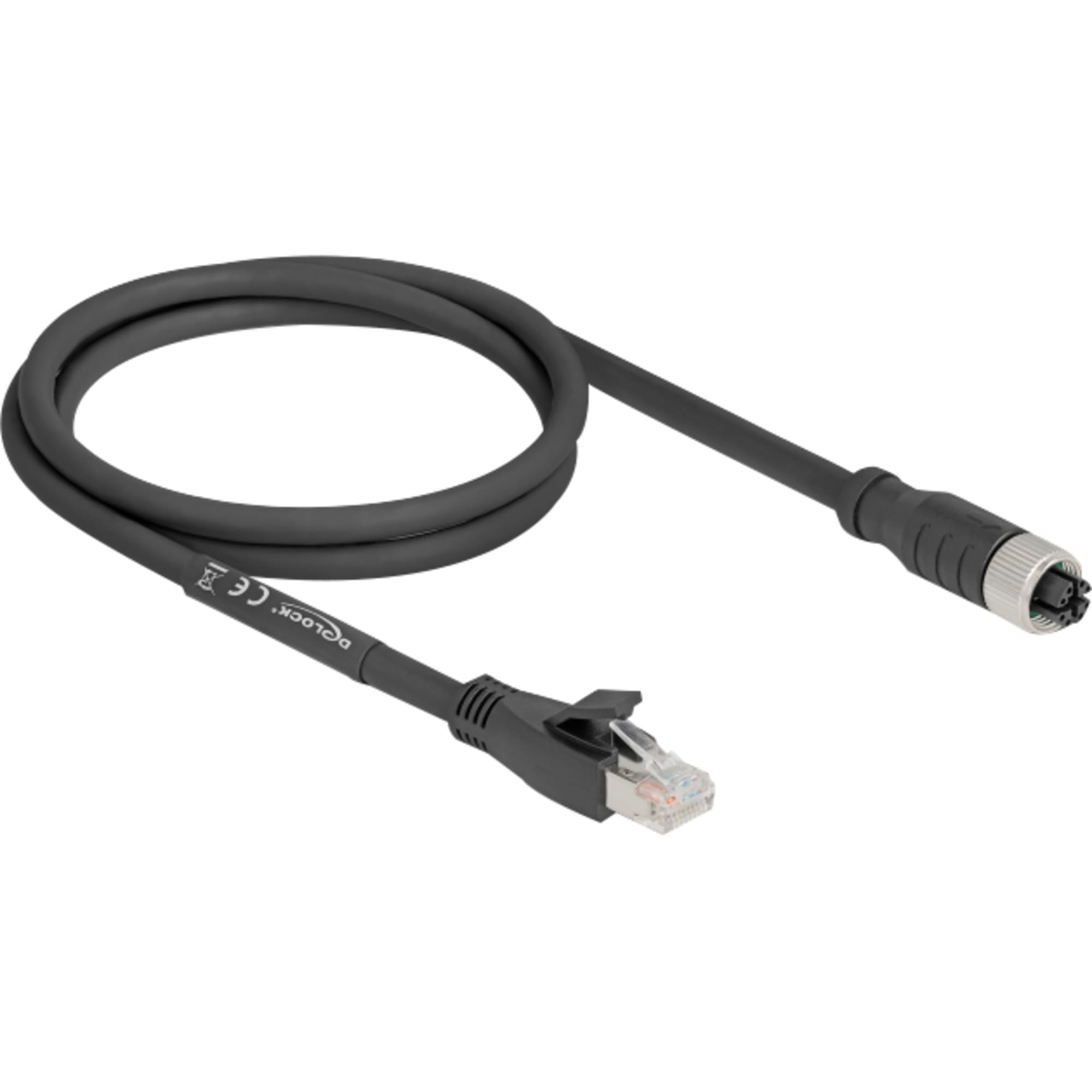 DeLock M12 Kabel X-kodiert 8 Pin Buchse > RJ-45 Stecker