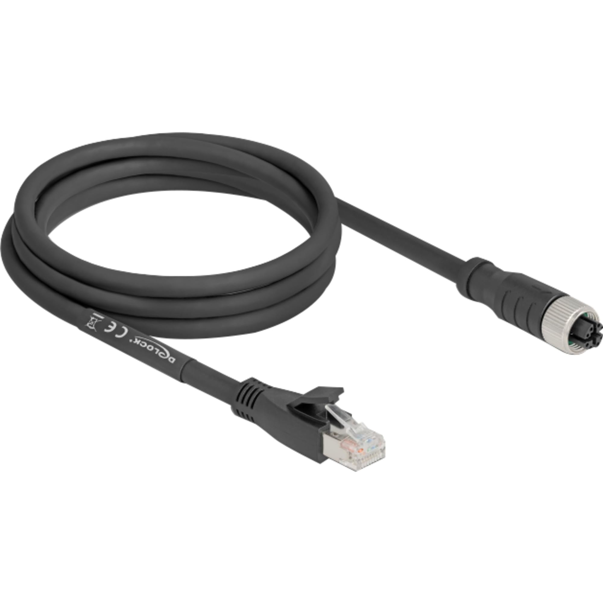 DeLock M12 Kabel X-kodiert 8 Pin Buchse > RJ-45 Stecker