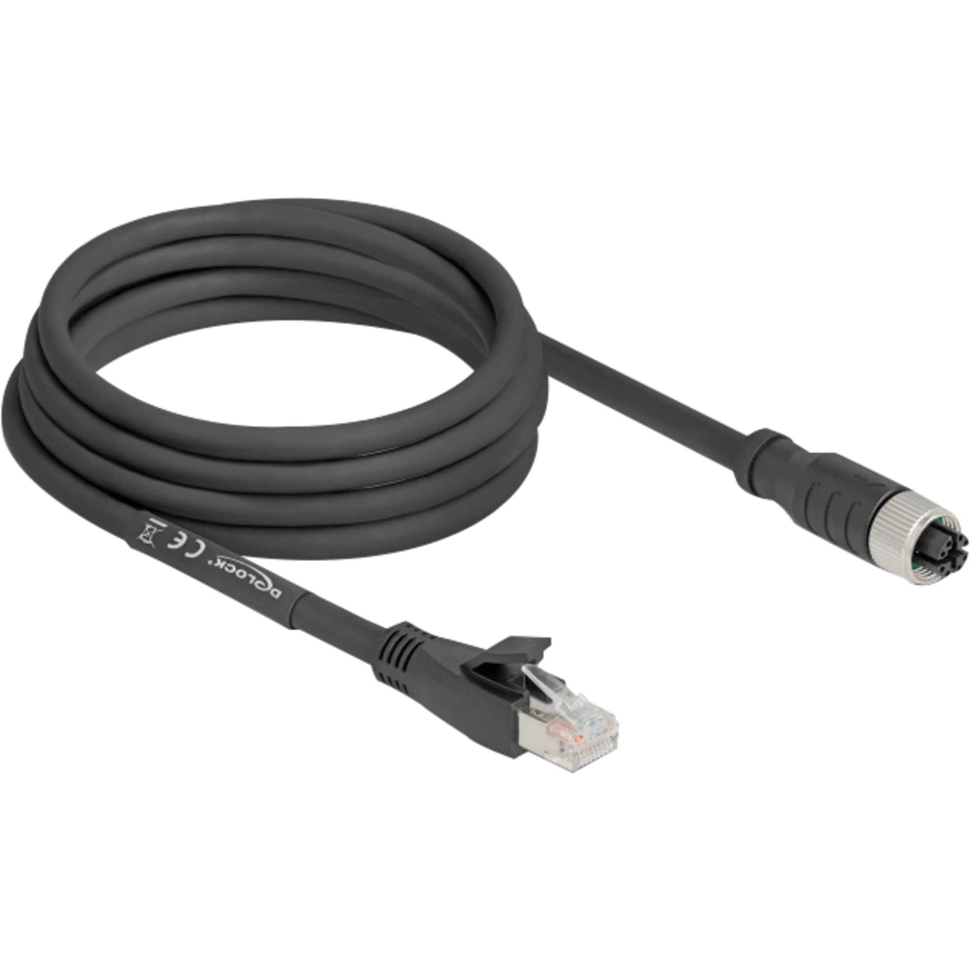 DeLock M12 Kabel X-kodiert 8 Pin Buchse > RJ-45 Stecker