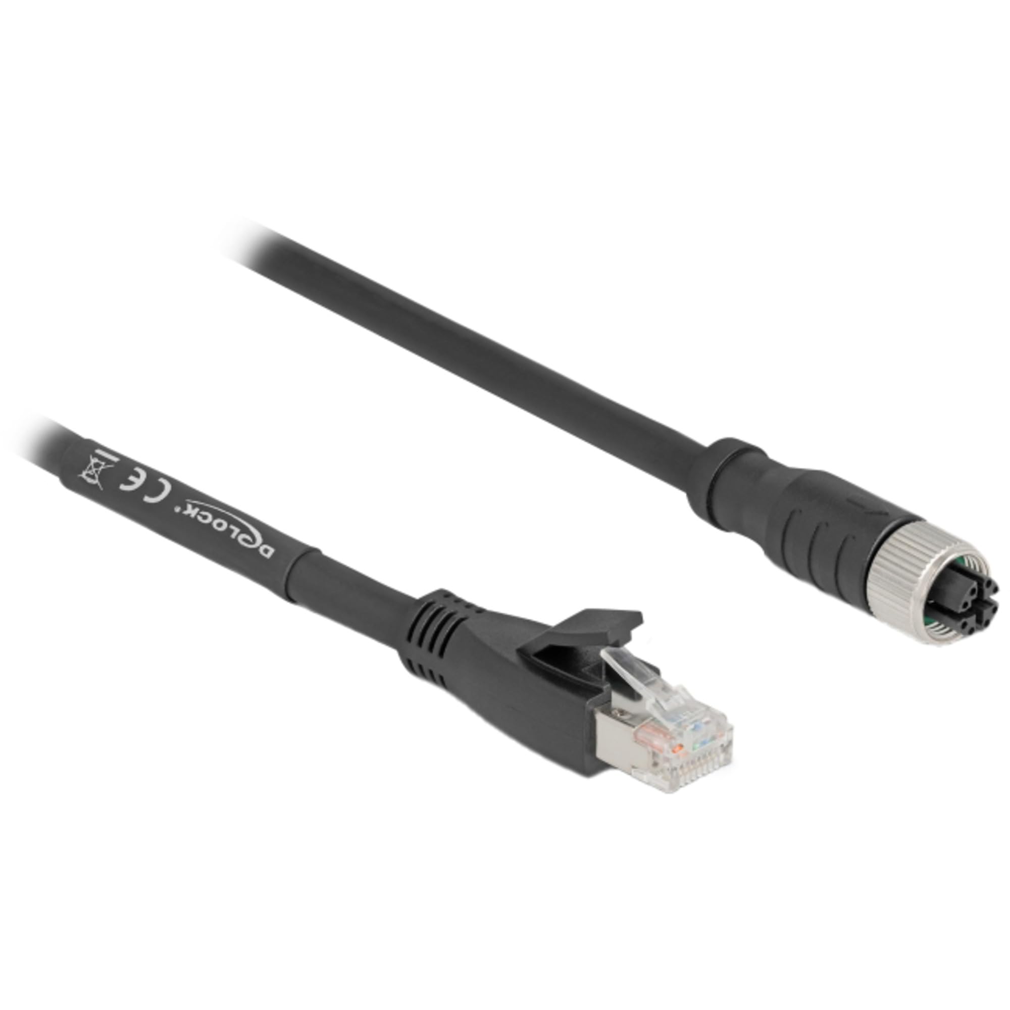 DeLock M12 Kabel X-kodiert 8 Pin Buchse > RJ-45 Stecker