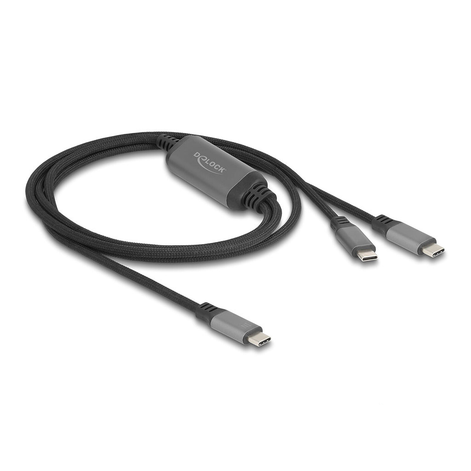 DeLock Câble de recharge 1x USB-C vers 2x USB-C avec Power Delivery 3.0 100W 5A de 1.2 m