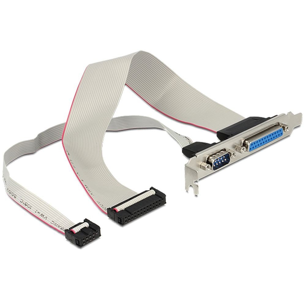 DeLock Slotblende Parallel 25 Pin Header + Seriell 9 Pin Header > Parallel Buchse + Seriell Stecker