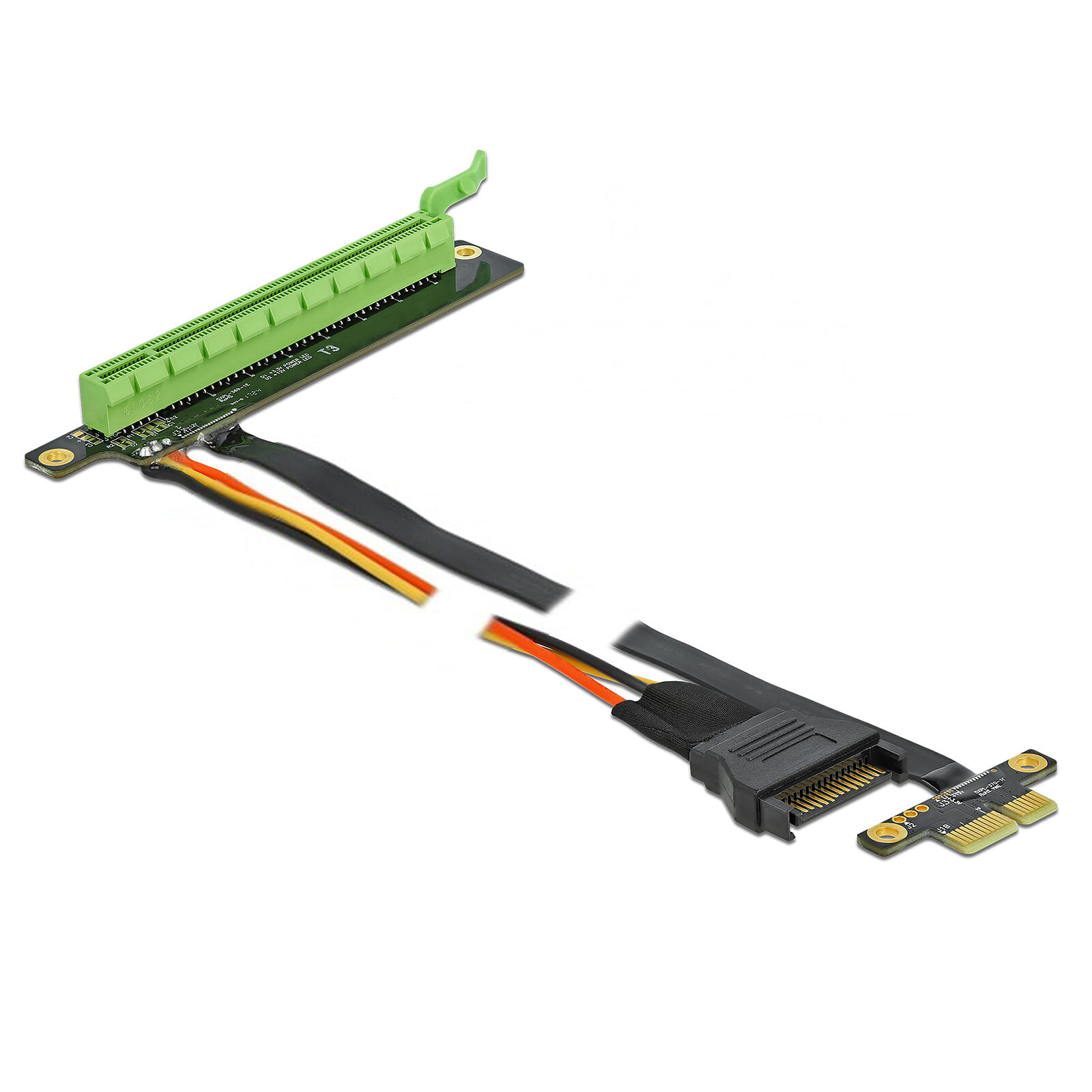 DeLock Riser Card PCIe x1 vers slot PCIe x16 avec câble 60 cm et câble d'alimentation SATA