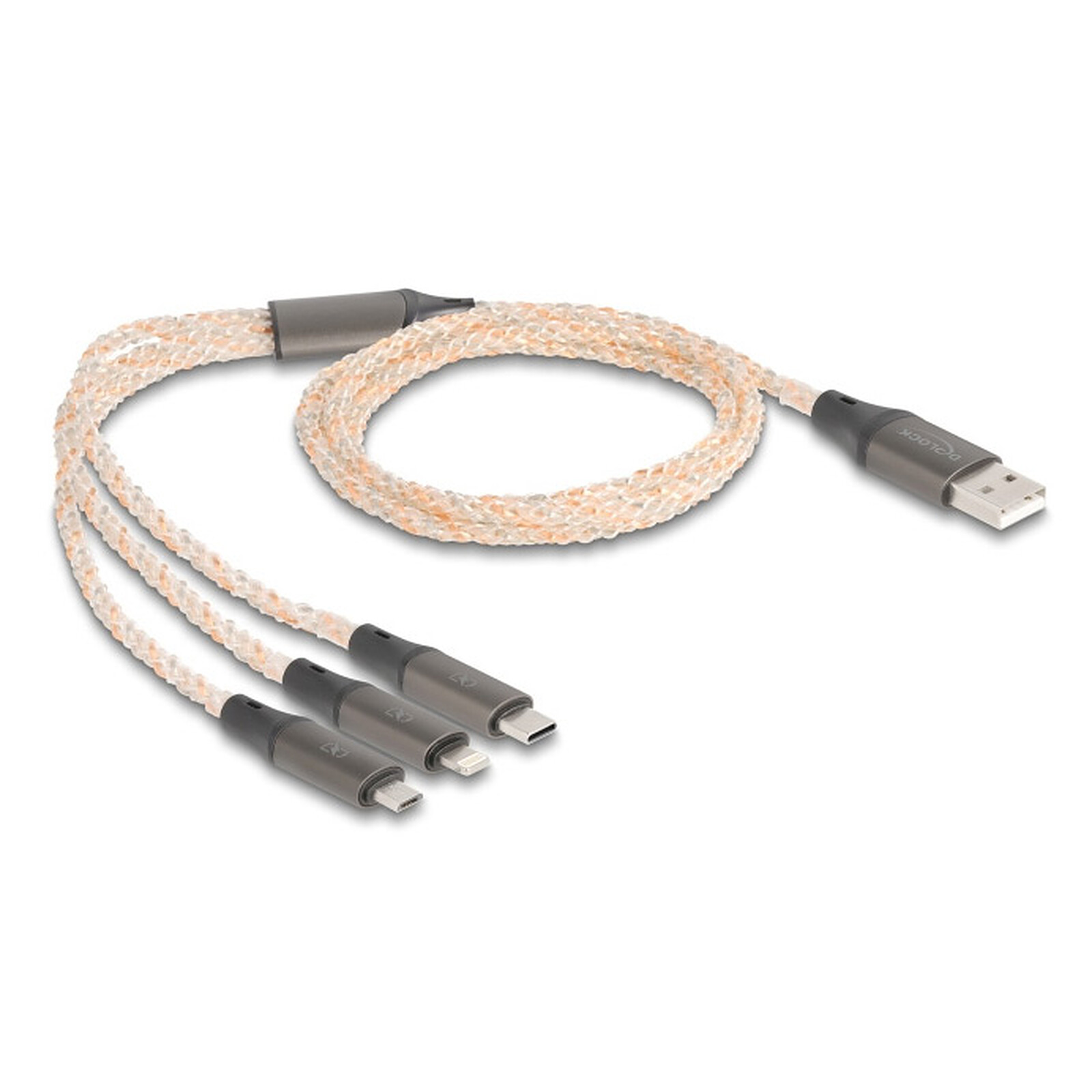 DeLock USB-A RGB vers USB-C/microUSB/Lightning 2.0