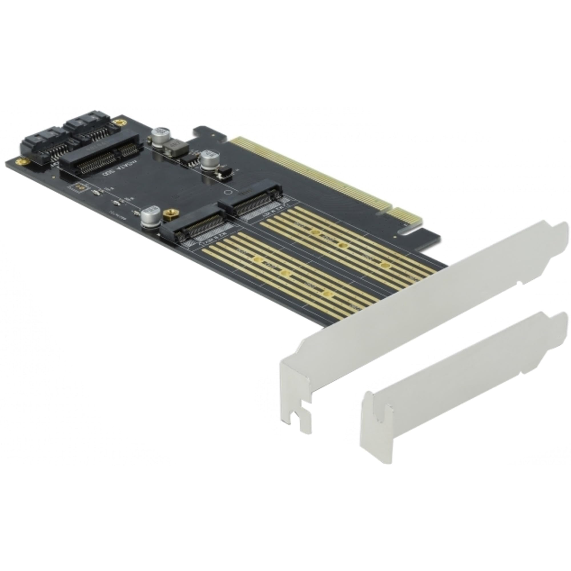 DeLock PCIe x16 Karte > 1 x M.2 Key B + 1 x NVMe M.2 Key M + 1 x mSATA