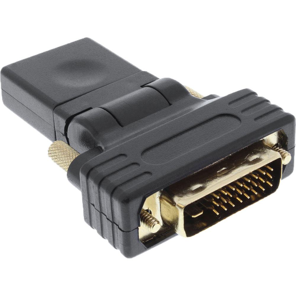 InLine HDMI-DVI Adapter, HDMI Buchse sur DVI Stecker, flexibler Winkel
