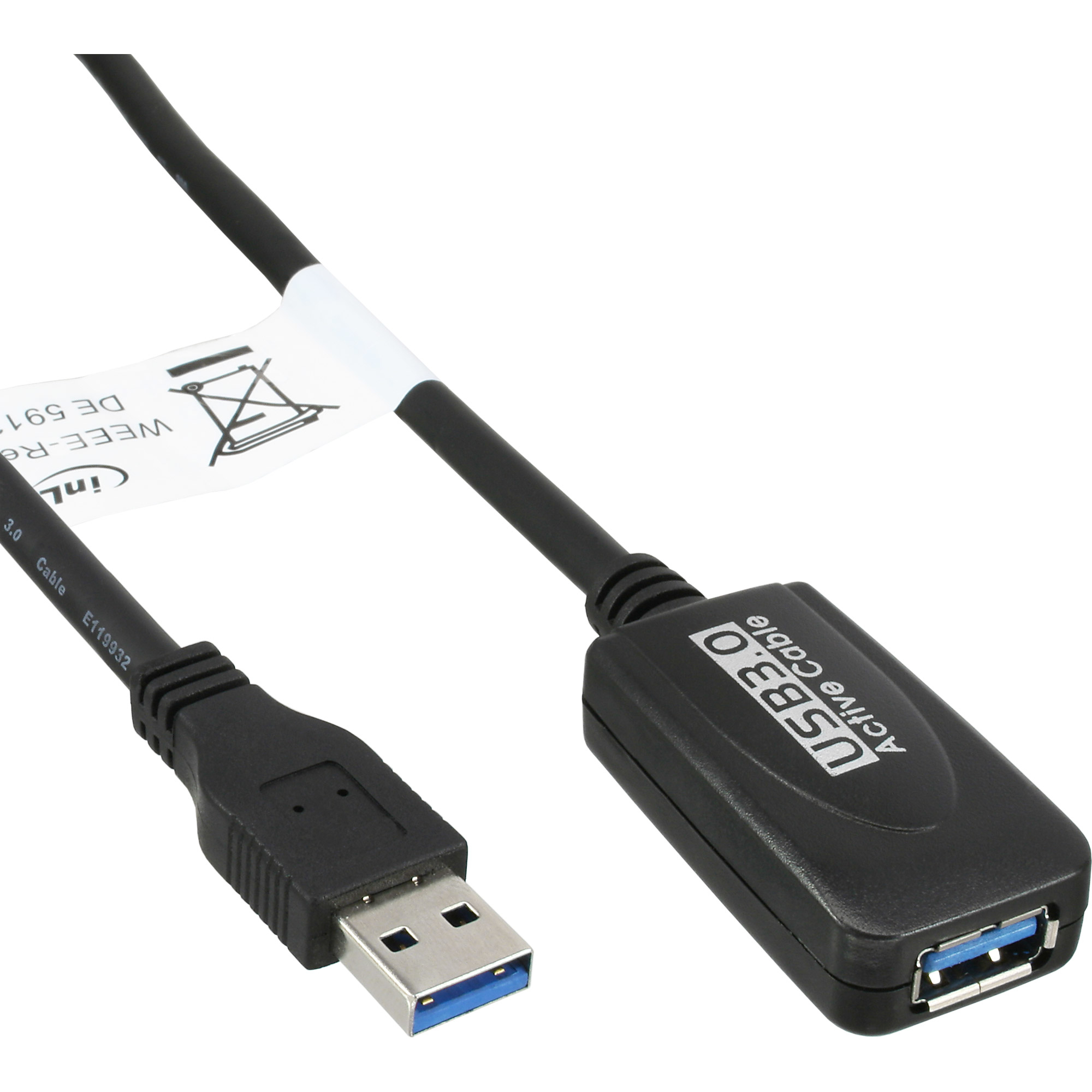 InLine USB-A 3.2 Gen.1 Verlängerung, USB-A sur USB-A, noir