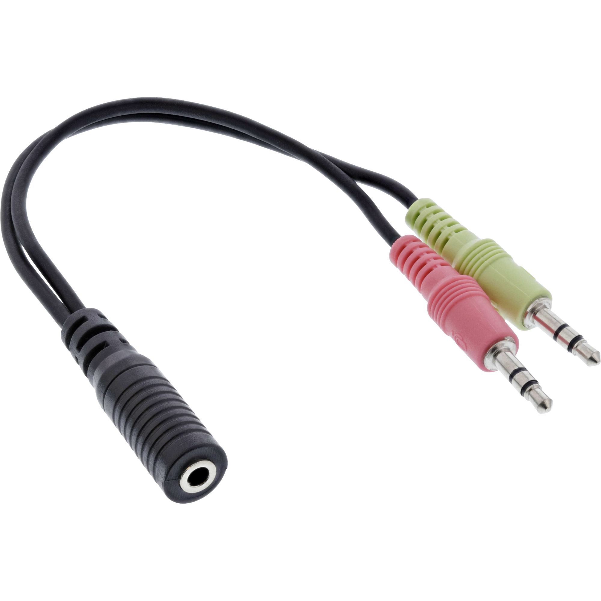 InLine Audio Casque Y-Adapterkabel, 2x 3,5-mm-Stecker sur 3,5mm-Klinkenbuchse 4-Pol CTIA