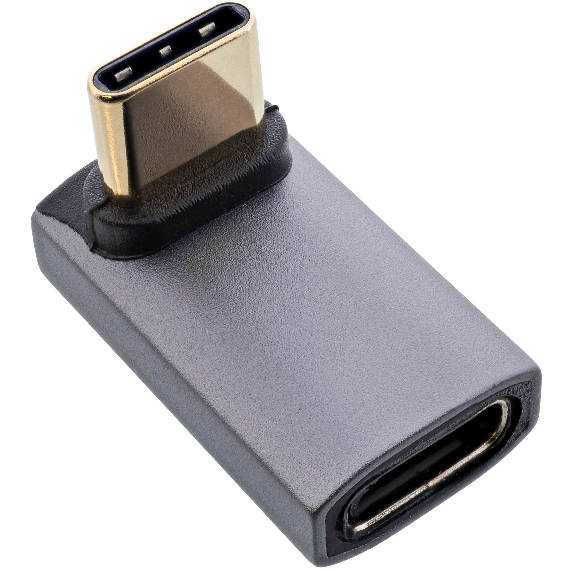 InLine ® USB4 Adapter, USB-C Stecker/Buchse oben/unten gewinkelt, Aluminium, gris