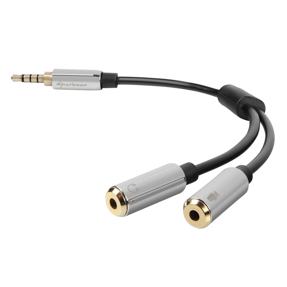Sharkoon Kabel Adapter 2x3,5 3 Pin > 1x 3,5mm 4 Pin