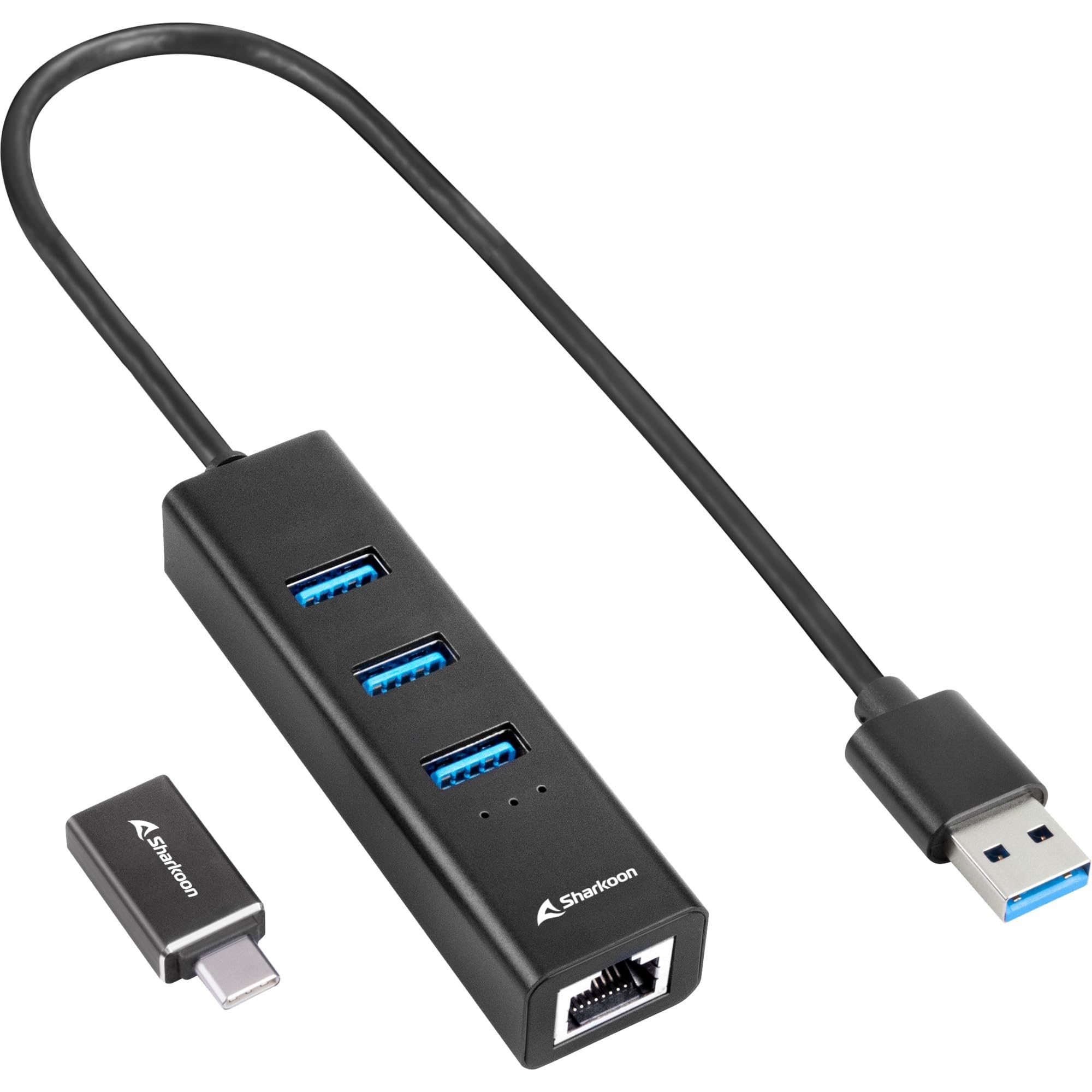 Sharkoon Hub aluminium 3 ports USB 3.2 Gen 1 + Ethernet