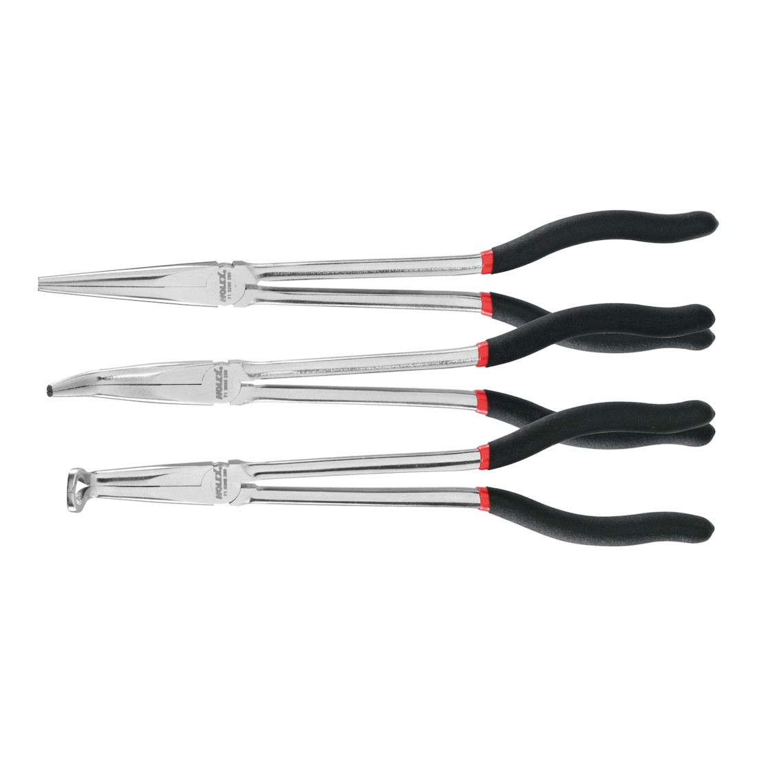 HOLEX Jeu de pinces à becs demi-ronds, exécution longue 3 pièces 3