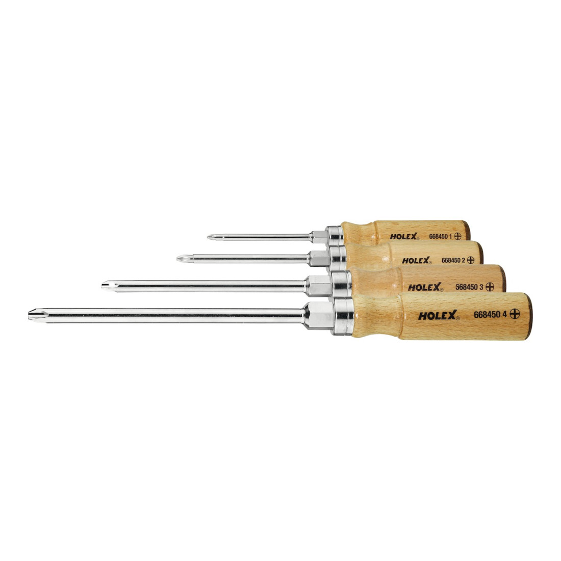 HOLEX Holex Jeu de tournevis pour Phillips, avec manche en bois, Nombre de tournevis: 4
