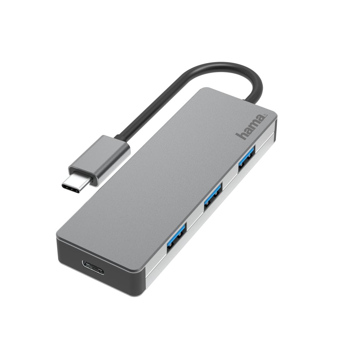 HAMA Hub USB-C 00200105 4 Ports 10 Gbit/s Aluminium Gris